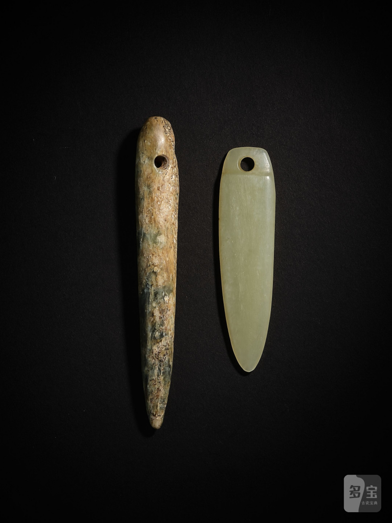 新石器時代　玉錐形飾兩件 | TWO JADE AWL-SHAPED ORNAMENTS - 图4